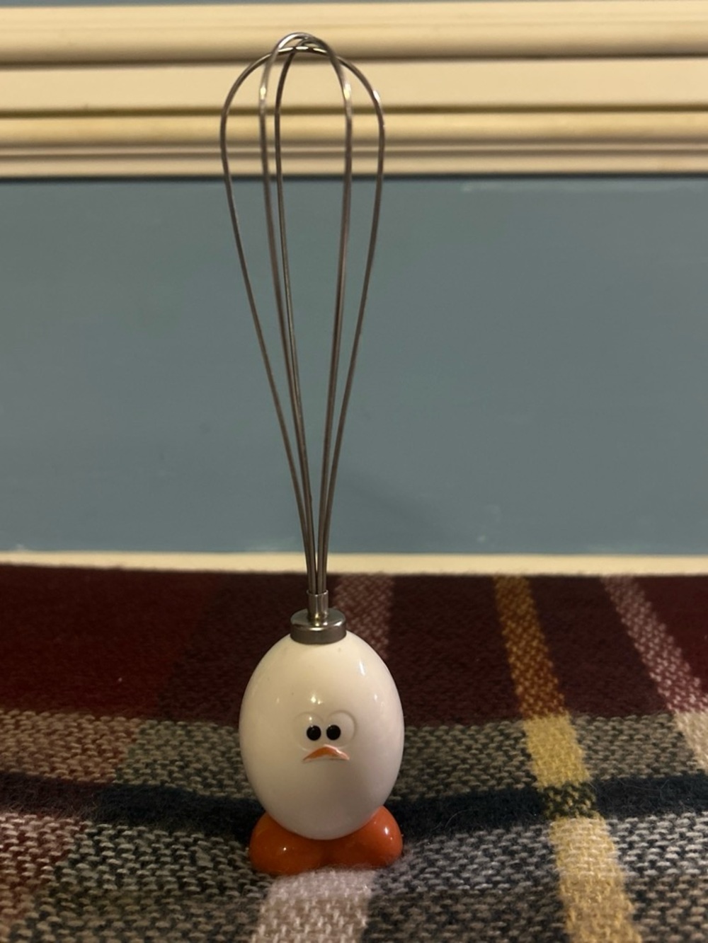 Joie White and Orange Egg Whisk with Stainless Wires